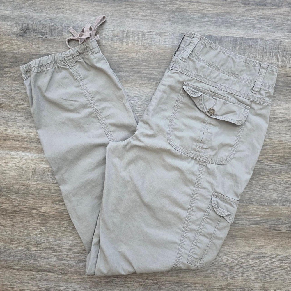 Blue Epic Y2K Khaki Cargo Pants Women Size 12 Low-Mid Rise Utility Streetwear
